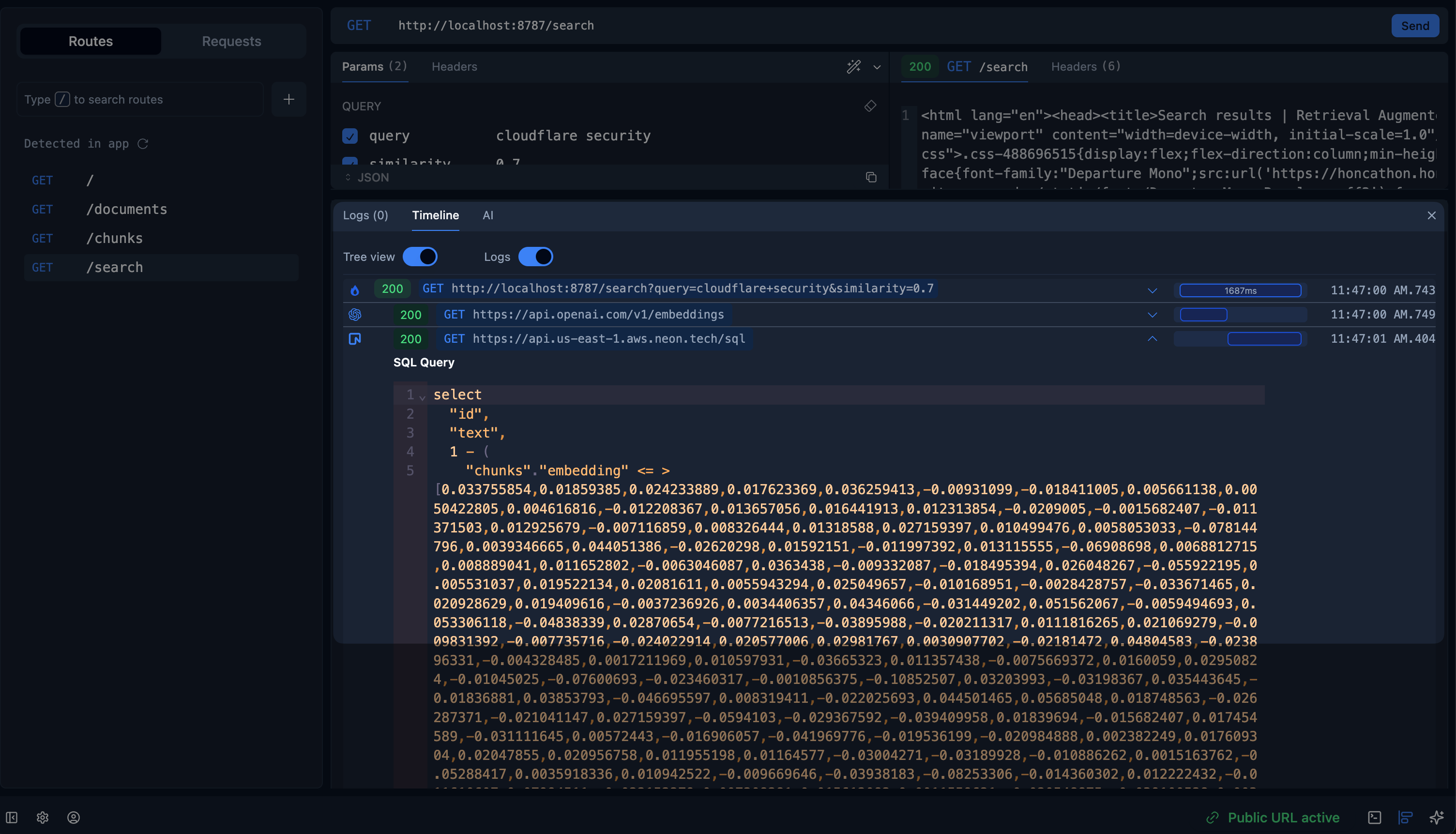 timeline of search request