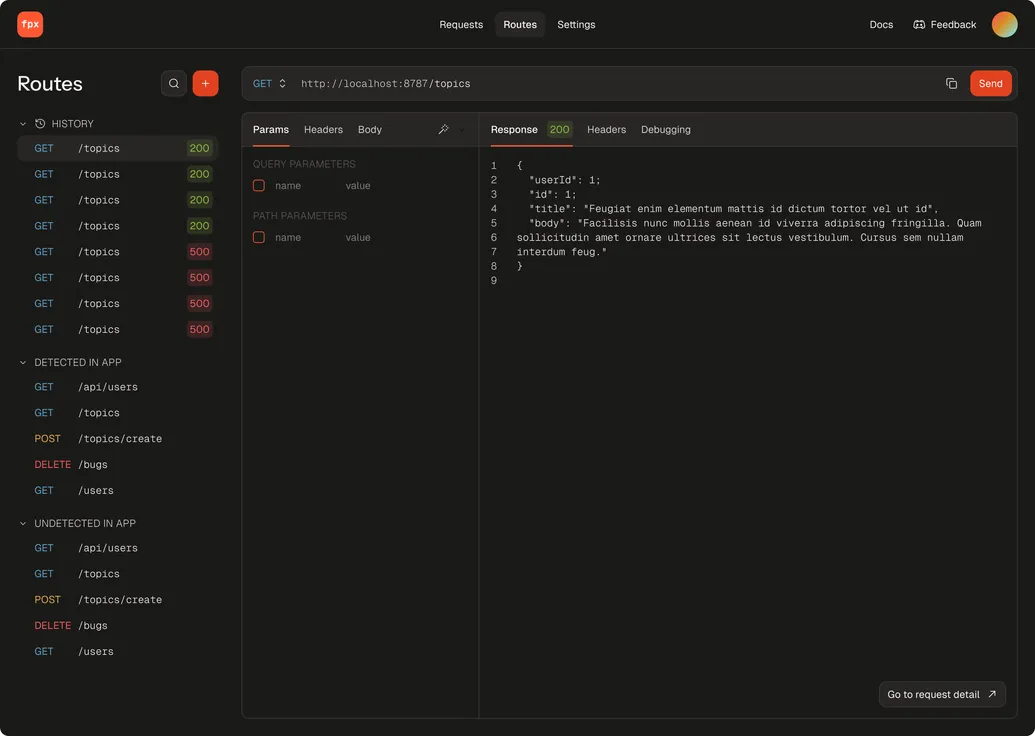 FPX Studio screenshot with auto detected routes