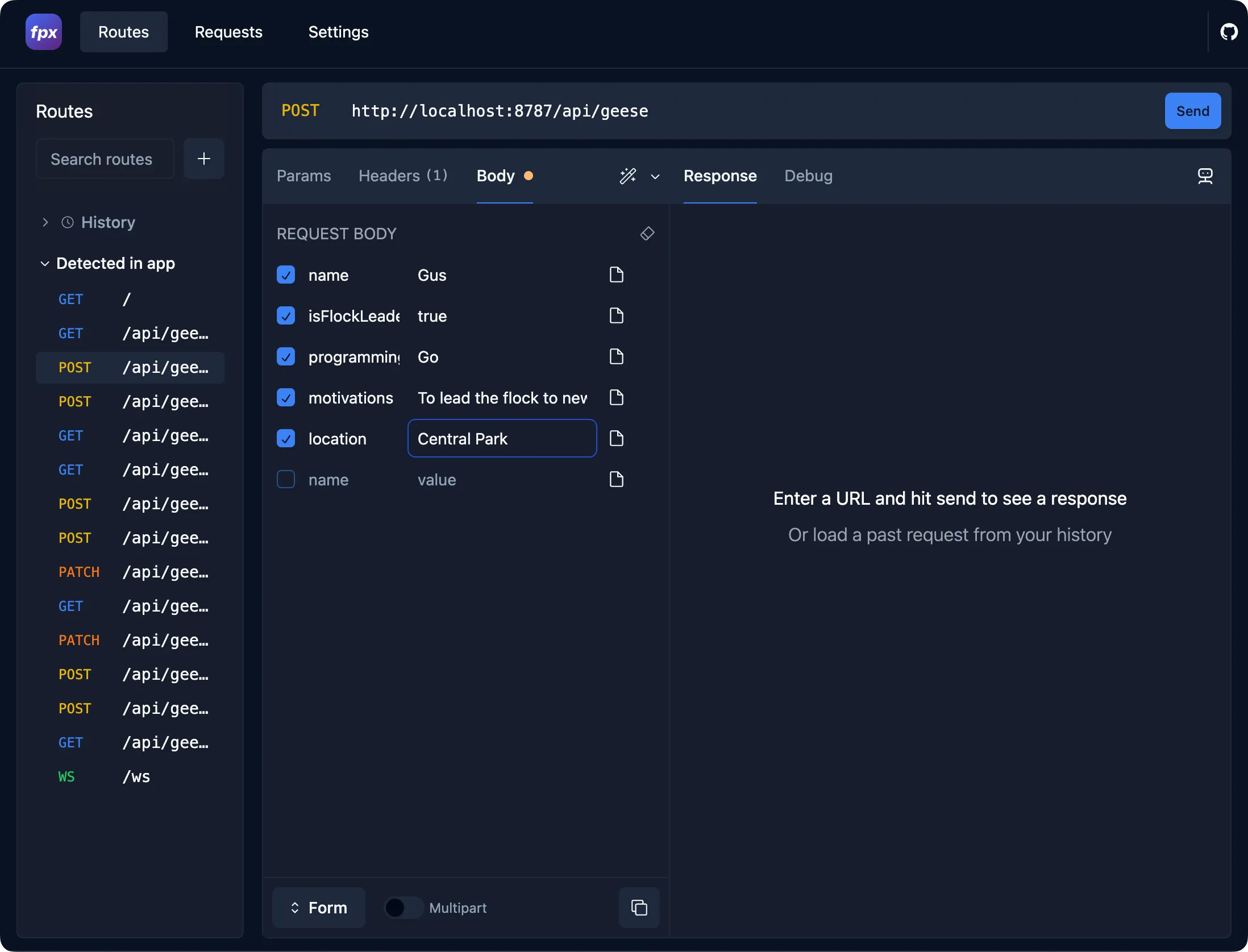 Form Data example body payload